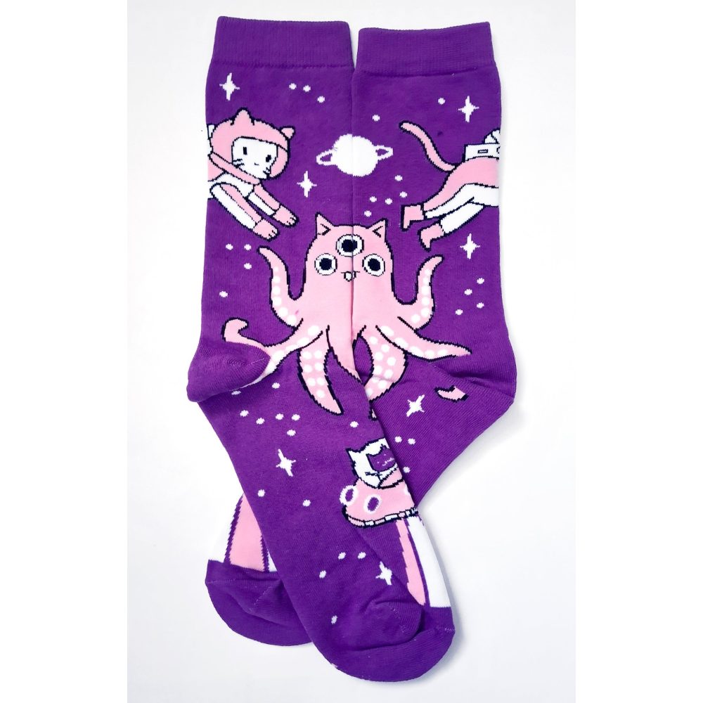 Nikki Smits - Space Cat Socks - Purple